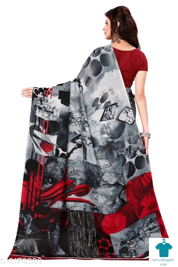 Product Name: *Anand Saree Printed Daily Wear Georgette Saree(Grey)*Saree Fabric: GeorgetteBlouse: Running BlouseBlouse Fabric: GeorgettePattern: PrintedMultipack: Single - Free size