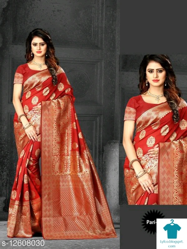 Product Name: *Aagyeyi Attractive Sarees*Saree Fabric: Banarasi SilkBlouse: Running BlouseBlouse Fabric: Banarasi SilkPattern: Woven DesignBlouse Pattern: Woven DesignMultipack: Single - Free size