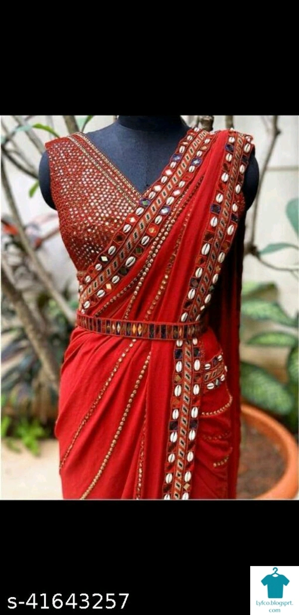 Product Name: *Charvi Petite Sarees*Saree Fabric: GeorgetteBlouse: Semi-Stitched BlouseBlouse Fabric: SatinPattern: EmbellishedBlouse Pattern: Same as SareeMultipack: Single - Free size