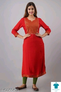 Product Name: *Chitrarekha Superior Kurtis*Fabric: Rayon SlubSleeve Length: Three-Quarter SleevesPattern: PrintedCombo of: Single - size- S