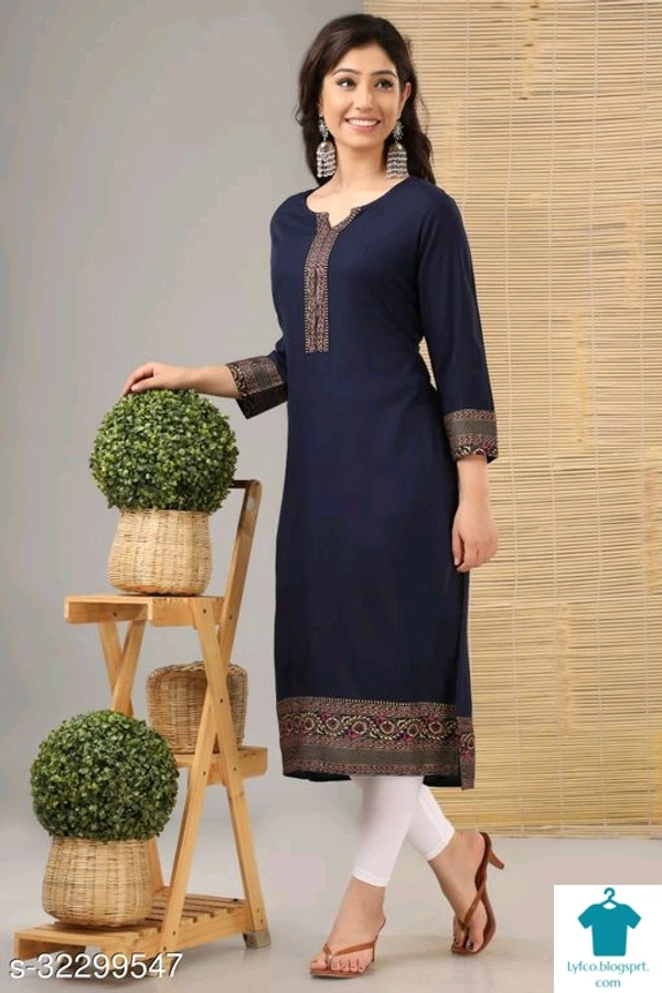 Product Name: *Trendy Graceful Kurtis*Fabric: RayonSleeve Length: Three-Quarter SleevesPattern: PrintedCombo of: Single - size- L