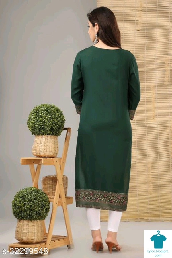 Product Name: *Chitrarekha Petite Kurtis*Fabric: RayonSleeve Length: Three-Quarter SleevesPattern: PrintedCombo of: Single - size- XL