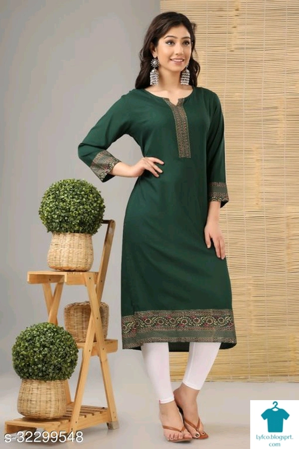 Product Name: *Chitrarekha Petite Kurtis*Fabric: RayonSleeve Length: Three-Quarter SleevesPattern: PrintedCombo of: Single - size- XL