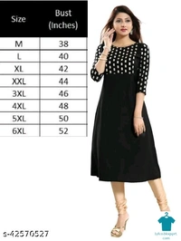 Product Name: *  hot selling plus size Aline crepe Kurti*Fabric: CrepeSleeve Length: Three-Quarter SleevesPattern: PrintedCombo of: Single - size- Free size, colour- Red
