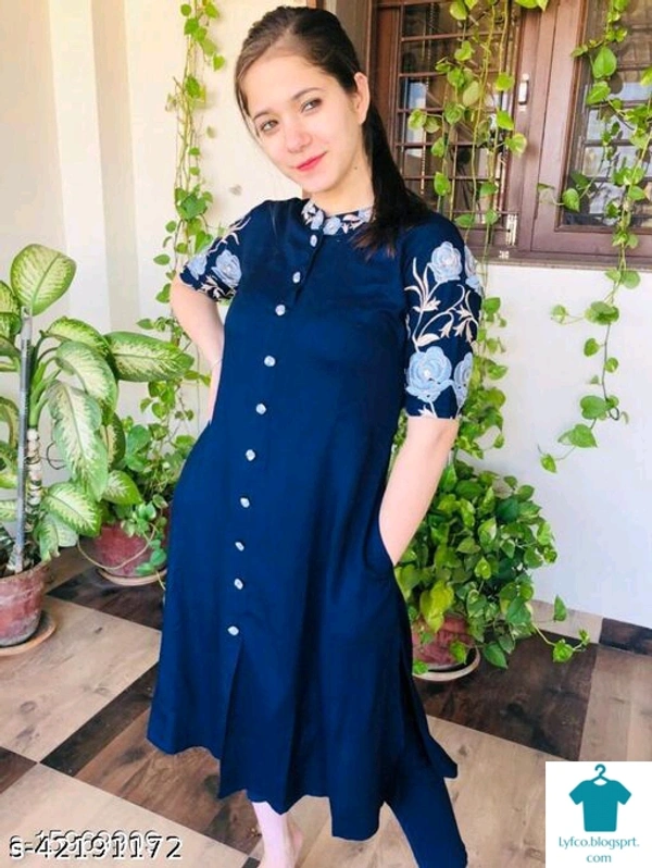 Product Name: *Aagam Fashionable Kurtis*Fabric: RayonSleeve Length: Three-Quarter SleevesPattern: SolidCombo of: Single - size- xL