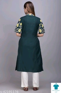 Product Name: *Aagam Fashionable Kurtis*Fabric: RayonSleeve Length: Three-Quarter SleevesPattern: SolidCombo of: Single - size- L
