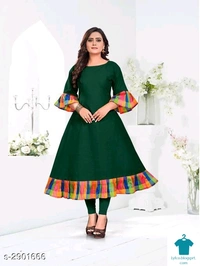 Product Name: *Women's Printed Cotton Slub Anarkali Kurti*Fabric: Cotton SlubSleeve Length: Three-Quarter SleevesPattern: PrintedCombo of: Single - colour- Black, size- M