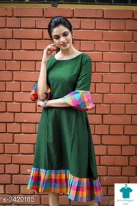 Product Name: *Women's Checked Cotton Kurti*Fabric: CottonSleeve Length: Three-Quarter SleevesPattern: CheckedCombo of: Single - colour- Yellow, size- XL