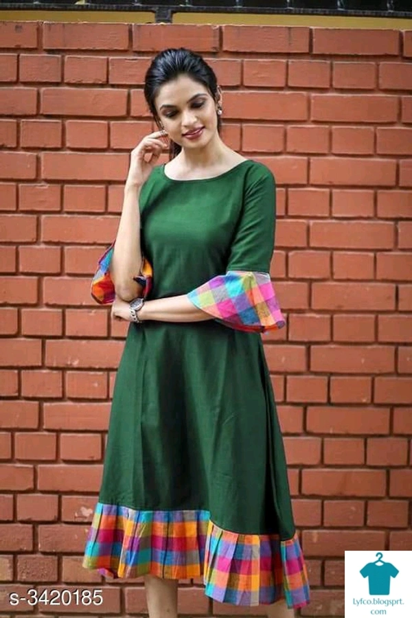 Product Name: *Women's Checked Cotton Kurti*Fabric: CottonSleeve Length: Three-Quarter SleevesPattern: CheckedCombo of: Single - colour- Yellow, size- XL