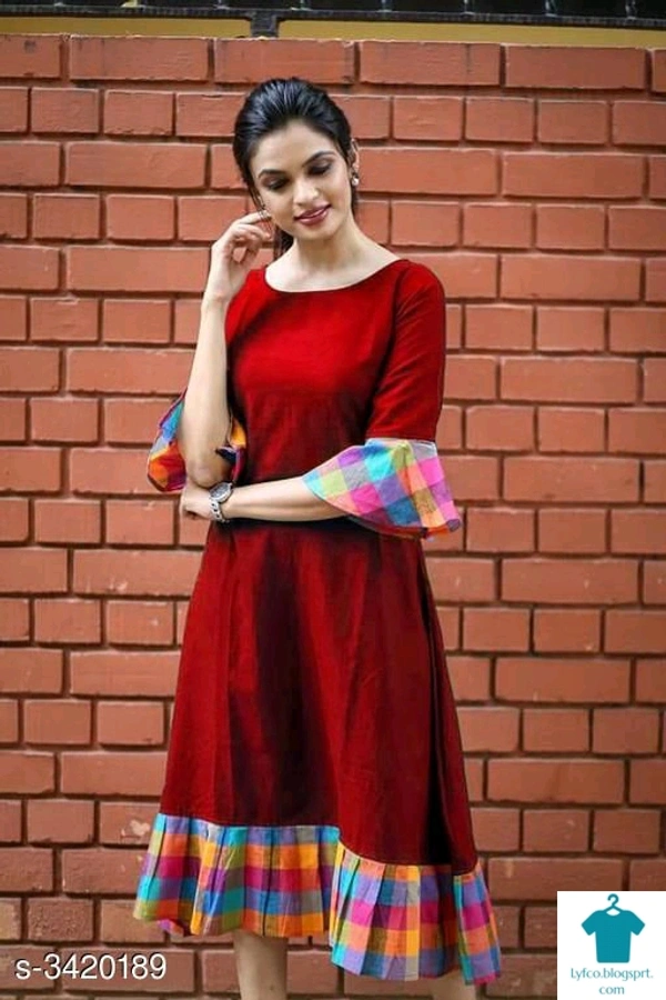 Product Name: *Women's Checked Cotton Kurti*Fabric: CottonSleeve Length: Three-Quarter SleevesPattern: CheckedCombo of: Single - colour- Yellow, size- XL