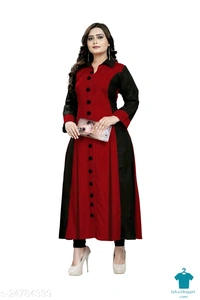 Product Name: *Adrika Petite Kurtis*Fabric: RayonSleeve Length: Long SleevesPattern: ColorblockedCombo of: Single - size- S, colour- 🔴