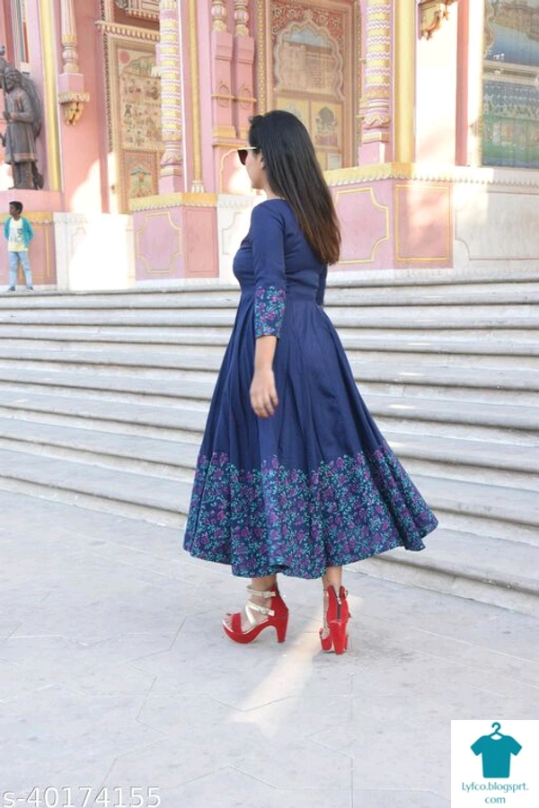 Product Name: *GRAPZ Women's Rayon Printed Anarkali Kurti (Length-44") Navy Blue *Fabric: RayonSleeve Length: Three-Quarter SleevesPattern: PrintedCombo of: Single - size- XXL
