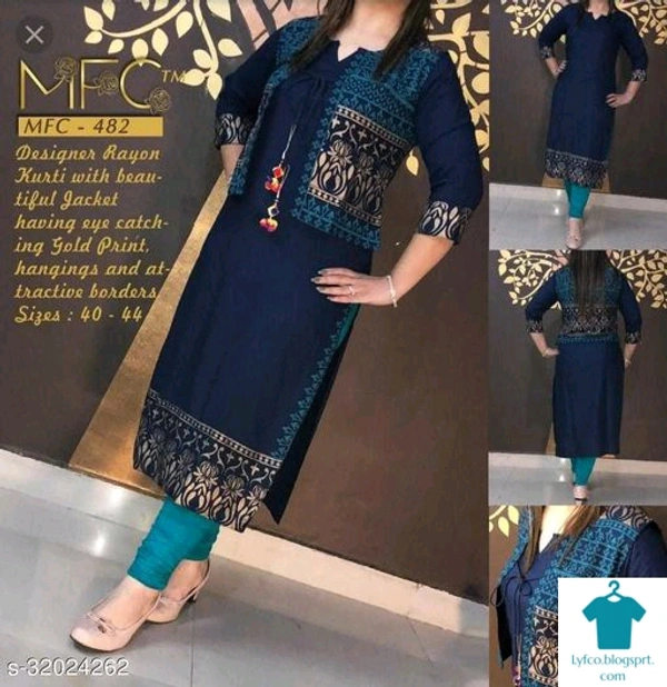 Product Name: *Banita Fabulous Kurtis*Fabric: RayonSleeve Length: Three-Quarter SleevesPattern: PrintedCombo of: Combo of 2 - size- L
