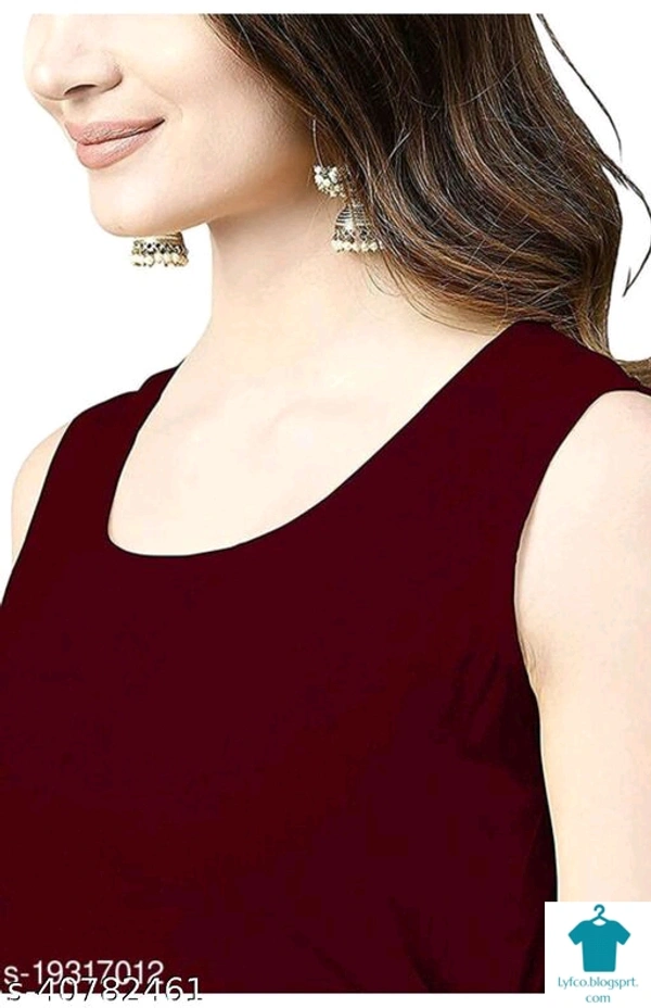Product Name: *Kashvi Voguish Kurtis*Fabric: RayonSleeve Length: SleevelessPattern: SolidCombo of: Single - colour- Maroon, size - XL