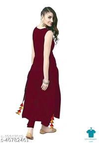 Product Name: *Kashvi Voguish Kurtis*Fabric: RayonSleeve Length: SleevelessPattern: SolidCombo of: Single - colour- Yellow, size- L