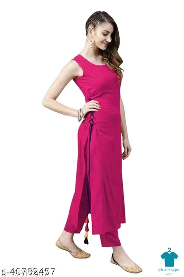 Product Name: *Kashvi Voguish Kurtis*Fabric: RayonSleeve Length: SleevelessPattern: SolidCombo of: Single - colour- Yellow, size- L