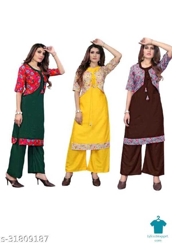 Product Name: *Banita Superior Kurtis*Fabric: RayonSleeve Length: Three-Quarter SleevesPattern: PrintedCombo of: Combo of 3 - size- L