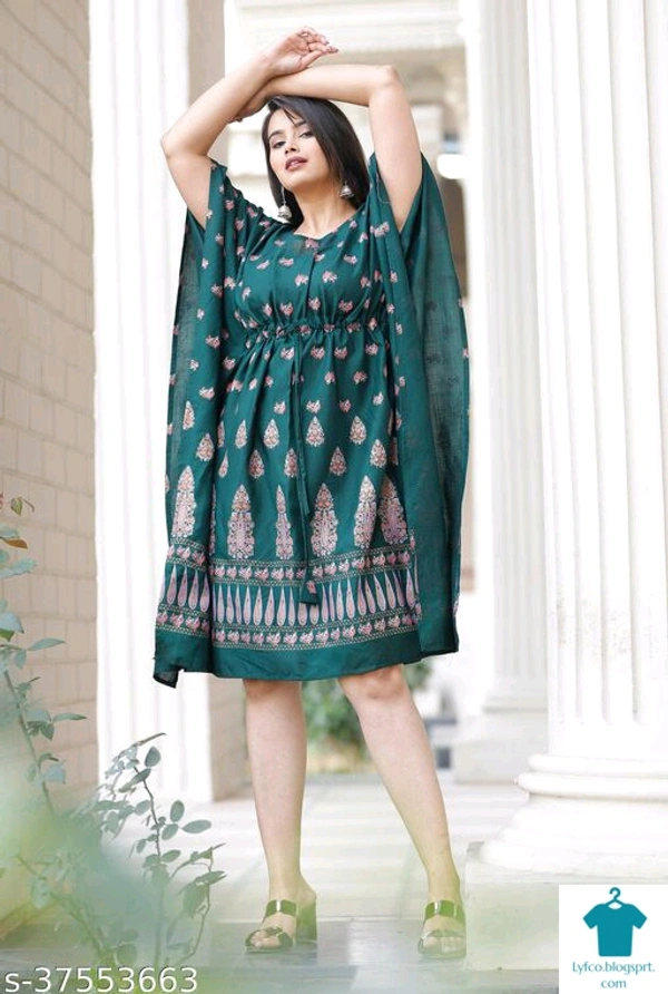 Product Name: *Women rayon kaftan*Fabric: RayonSleeve Length: Short SleevesPattern: PrintedCombo of: Single - size- XL