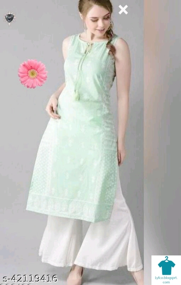 Product Name: *Charvi Fabulous Kurtis*Fabric: CottonSleeve Length: SleevelessPattern: ChikankariCombo of: Single - size- L