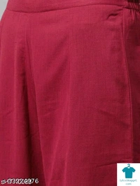 Product Name: *Fancy Women Cotton A-line Solid Long Kurti With Palazzos*Fabric: CottonSleeve Length: Three-Quarter SleevesPattern: PrintedCombo of: Single - size- M