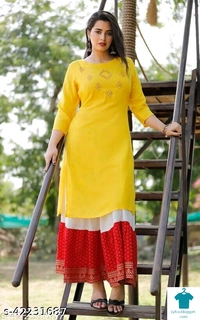 Product Name: *RAYON ATTRACTIVE HAND WORK KURTI*Fabric: RayonSleeve Length: Three-Quarter SleevesPattern: Woven DesignCombo of: Single - Size- XL