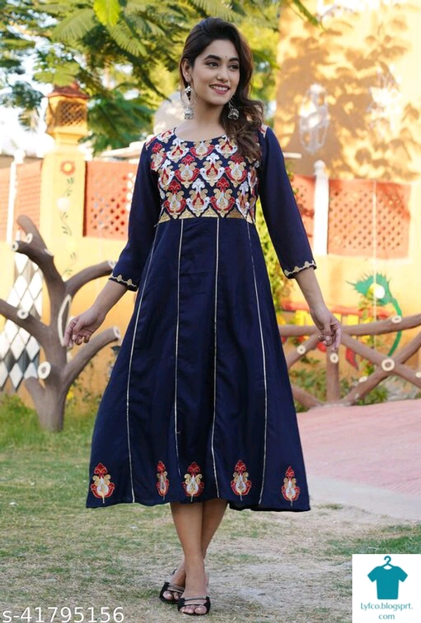 Product Name: *woman's Anarkali Kurti Maha Price Drop Sale*Fabric: RayonSleeve Length: Three-Quarter SleevesPattern: EmbroideredCombo of: Single - size- XL