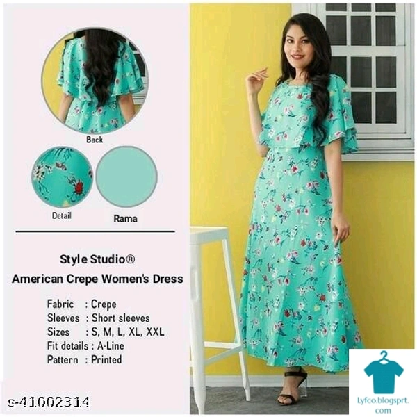 Product Name: *Charvi Fabulous Kurtis*Fabric: CrepeSleeve Length: Short SleevesPattern: PrintedCombo of: Single - Colour- Aquamarine, size- XL