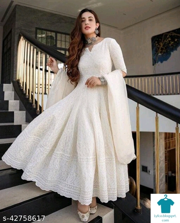 Product Name: *Aakarsha Refined Kurtis*Fabric: CottonSleeve Length: Three-Quarter SleevesPattern: ChikankariCombo of: Single - size- L ( Free size )