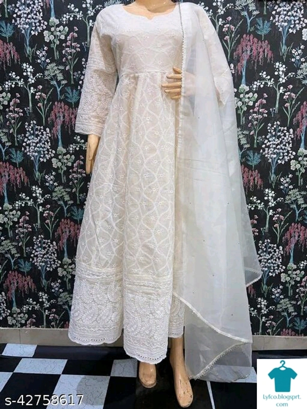 Product Name: *Aakarsha Refined Kurtis*Fabric: CottonSleeve Length: Three-Quarter SleevesPattern: ChikankariCombo of: Single - size- L ( Free size )