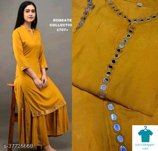 Product Name: *Trendy Fashionable Women Kurta Sets*Kurta Fabric: CrepeBottomwear Fabric: CrepeFabric: No DupattaSleeve Length: Three-Quarter SleevesSet Type: Kurta With BottomwearBottom Type: PalazzosPattern: EmbellishedMultipack: Single - size- XXL