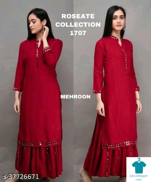 Product Name: *Aishani Fabulous Women Kurta Sets*Kurta Fabric: CrepeBottomwear Fabric: CrepeFabric: No DupattaSleeve Length: Three-Quarter SleevesSet Type: Kurta With BottomwearBottom Type: PalazzosPattern: EmbellishedMultipack: Single - size- L