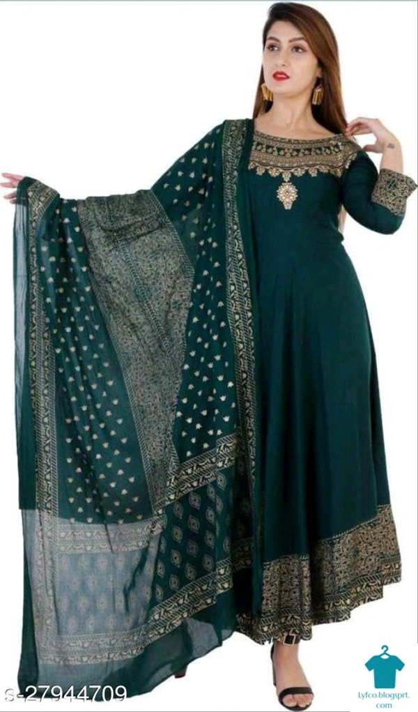 Product Name: *Trendy Rayon Women   Kurta Sets*Kurta Fabric: RayonBottomwear Fabric: No BottomwearFabric: RayonSet Type: Kurta With DupattaBottom Type: No BottomwearPattern: Printed - size- XXL