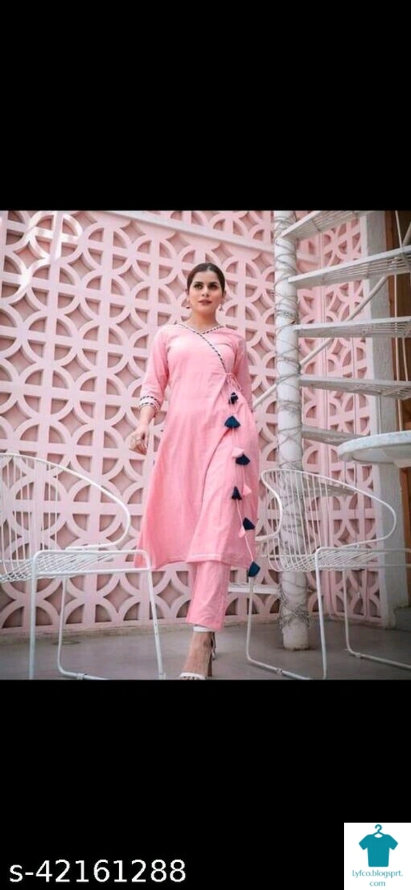 Product Name: *kurta with pant*Kurta Fabric: RayonBottomwear Fabric: RayonFabric: RayonSet Type: Kurta With BottomwearBottom Type: Pants - size- L