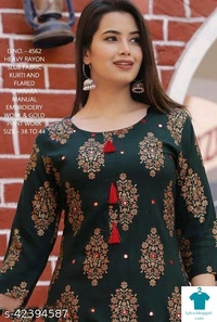 Product Name: *Alisha Attractive Women Kurta Sets*Kurta Fabric: RayonBottomwear Fabric: RayonFabric: RayonSet Type: Kurta With BottomwearBottom Type: Sharara - size- XXL