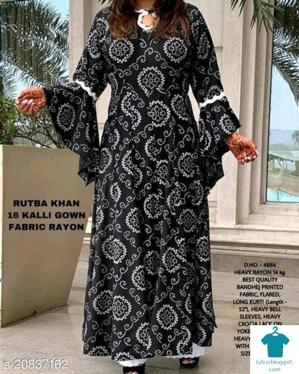 Product Name: *Trendy Fabulous Women Kurta Sets*Kurta Fabric: RayonBottomwear Fabric: RayonFabric: No DupattaSleeve Length: Long SleevesSet Type: Kurta With BottomwearBottom Type: PalazzosPattern: PrintedMultipack: Single - size- XXXL