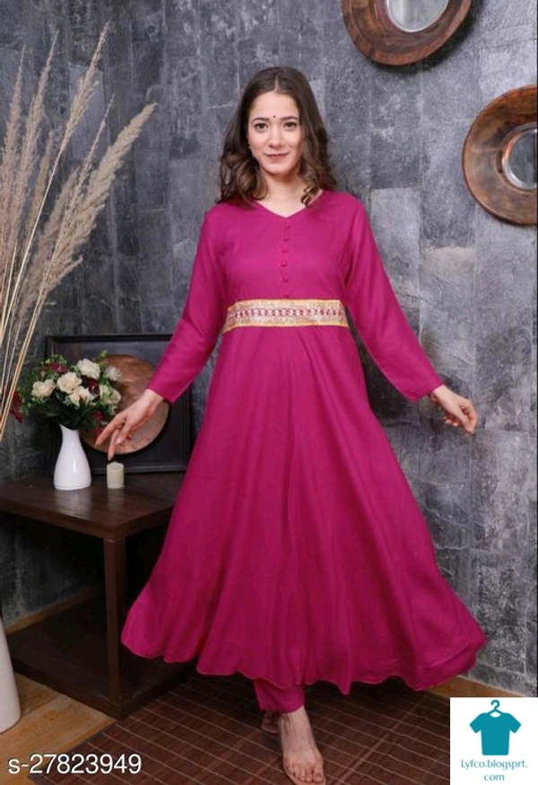 Product Name: *Abhisarika Fabulous Women Kurta Sets*Kurta Fabric: RayonBottomwear Fabric: RayonFabric: RayonSet Type: Kurta With Dupatta And BottomwearBottom Type: Pants - size- M