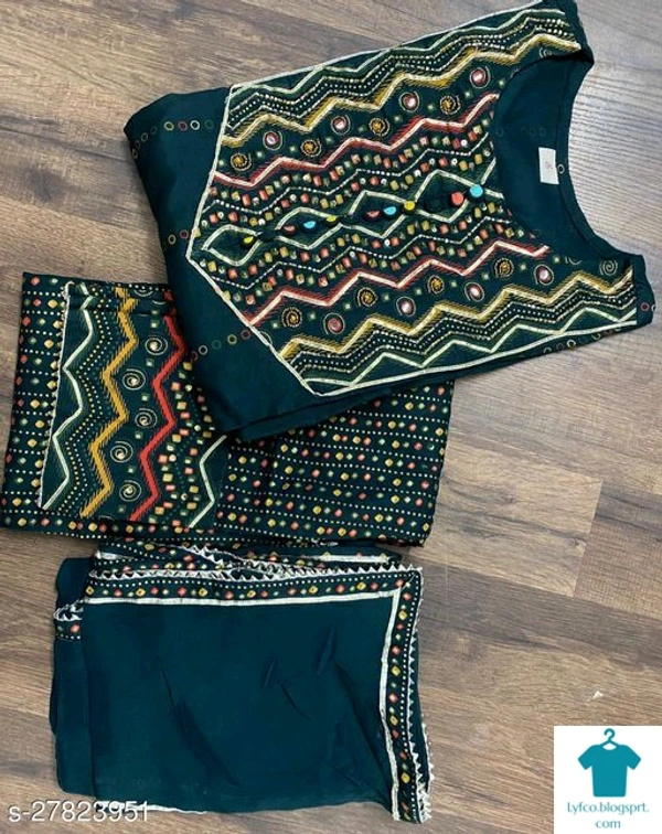 Product Name: *Jivika Refined Women Kurta Sets*Kurta Fabric: RayonBottomwear Fabric: RayonFabric: ChiffonSet Type: Kurta With Dupatta And BottomwearBottom Type: Pants - size- XL