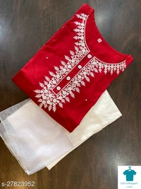 Product Name: *Trendy Drishya Women Kurta Sets*Kurta Fabric: RayonBottomwear Fabric: RayonFabric: No DupattaSleeve Length: Long SleevesSet Type: Kurta With BottomwearBottom Type: PalazzosPattern: EmbroideredMultipack: Single - size- M