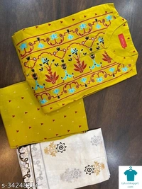 Product Name: *Adrika Petite Women Kurta Sets*Kurta Fabric: CottonBottomwear Fabric: CottonFabric: CottonSleeve Length: Three-Quarter SleevesSet Type: Kurta With Dupatta And BottomwearBottom Type: PantsPattern: EmbroideredMultipack: Single - size- XL