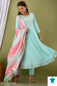 Product Name: *Adrika Voguish Women Kurta Sets*Kurta Fabric: CottonBottomwear Fabric: CottonFabric: CottonSleeve Length: Three-Quarter SleevesSet Type: Kurta With Dupatta And BottomwearBottom Type: PantsPattern: PrintedMultipack: Single - size- M