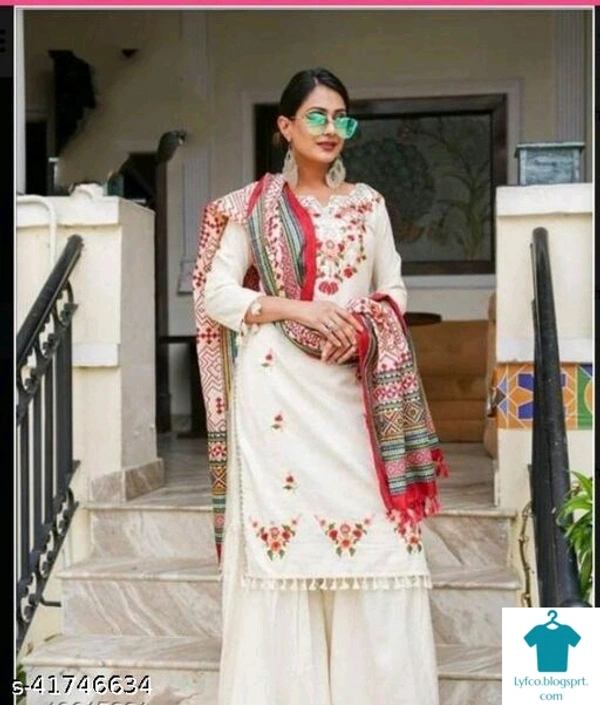 Product Name: *Jivika Attractive Women Kurta Sets*Kurta Fabric: CottonBottomwear Fabric: CottonFabric: CottonSet Type: Kurta With BottomwearBottom Type: Sharara - size- L