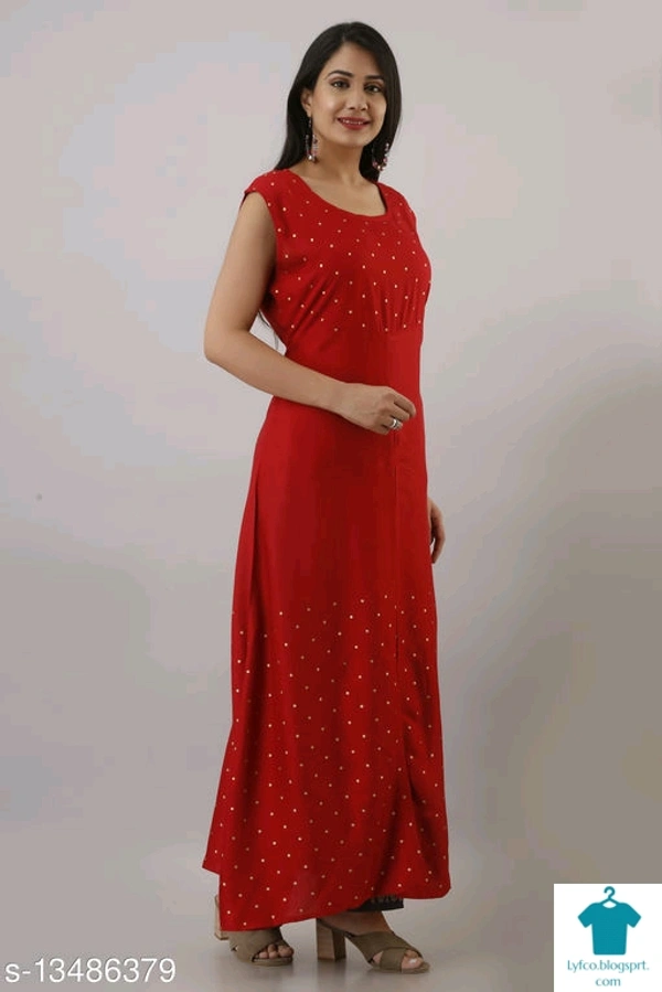 Product Name: *Front Slit Long Kurti with Palazzo*Kurta Fabric: RayonBottomwear Fabric: RayonFabric: RayonSet Type: Kurta With BottomwearBottom Type: PalazzosPattern: PrintedMultipack: Single - size- L