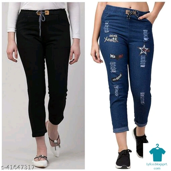Product Name: *Trendy Stylish Joggers Fit Women Black Denim Classy Blue Combo Jeans For Girls*Fabric: DenimMultipack: 2 - size- 30