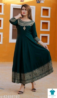 Product Name: *Women Printed Rayon Anarkali With Dupatta Set*Sleeve Length: Three-Quarter SleevesPattern: PrintedMultipack: Single - size- XL
