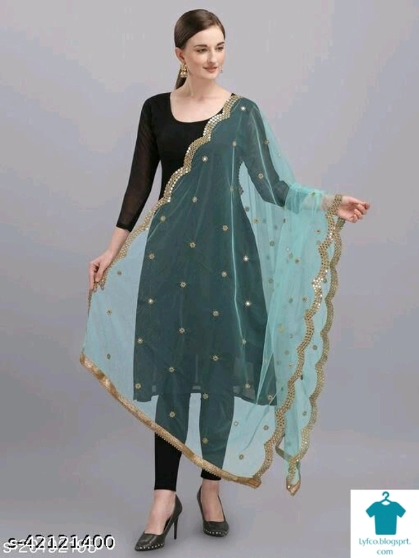 Checkout this latest DupattasProduct Name: *Ravishing Attractive Women Dupattas*Fabric: Super NetPattern: EmbellishedMultipack: 1Sizes:Free Size (Length Size: 2.35 m) Country of Origin: India - Free size