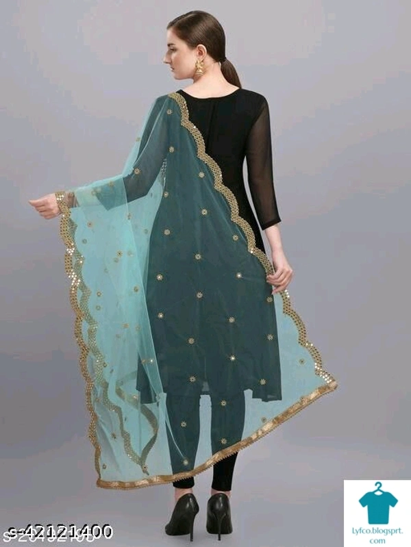 Checkout this latest DupattasProduct Name: *Ravishing Attractive Women Dupattas*Fabric: Super NetPattern: EmbellishedMultipack: 1Sizes:Free Size (Length Size: 2.35 m) Country of Origin: India - Free size