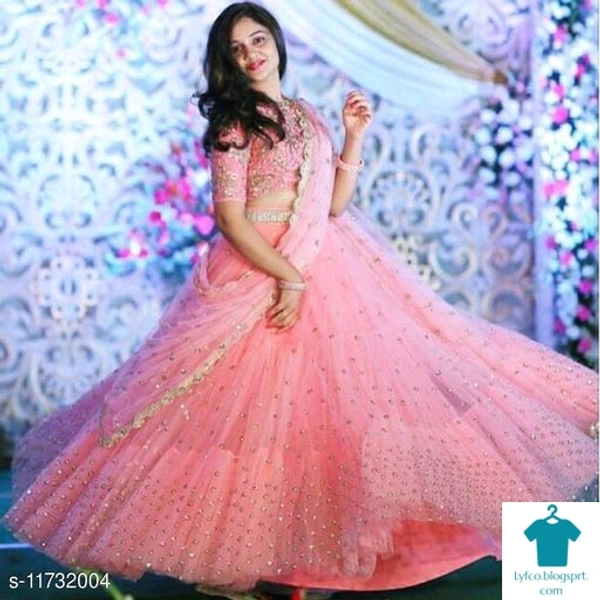 Product Name: *Kashvi Pretty Women Lehenga*Topwear Fabric: NetBottomwear Fabric: NetDupatta Fabric: NetSet type: Choli And Dupatta - size- Free size