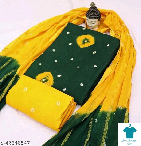 Checkout this latest Semi-Stitched SuitsProduct Name: *Adrika Drishya Semi-Stitched Suits*Top Fabric: CottonLining Fabric: No LiningBottom Fabric: CottonPattern: PrintedMultipack: SingleSizes: Un Stitched (Top Bust Size: Up To 42 m, Top Length Size: 44 m, Bottom Length Size: 2 m, Dupatta Length Size: 2.25 m) Country of Origin: India - Free size
