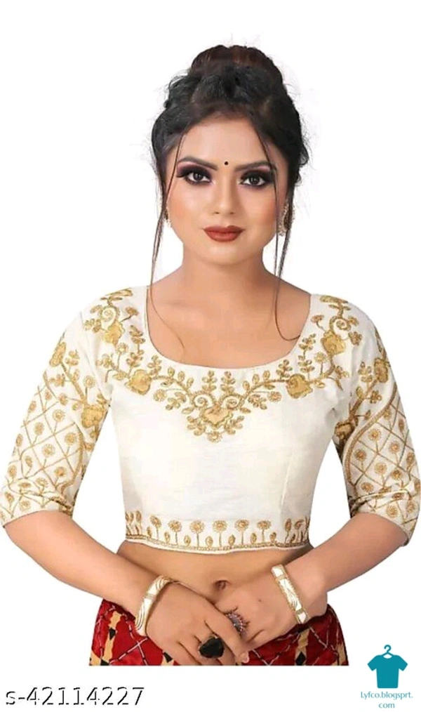 Product Name: *Amrutam Fashion Designer Studio Designer Silk White Color Embroidery Ready made Blouse Piece *Fabric: SilkFabric: SilkSleeve Length: Short SleevesPattern: Embroidered - colour- Pink, size- 38