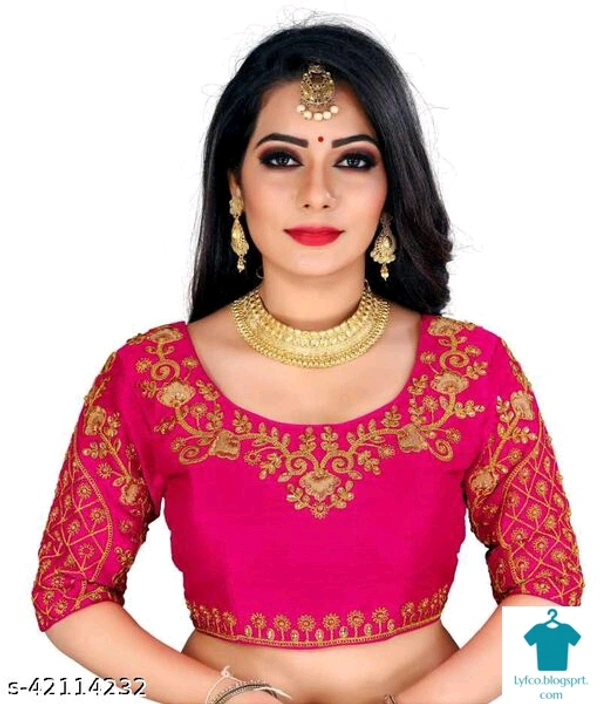 Product Name: *Amrutam Fashion Designer Studio Designer Silk White Color Embroidery Ready made Blouse Piece *Fabric: SilkFabric: SilkSleeve Length: Short SleevesPattern: Embroidered - colour- Pink, size- 38